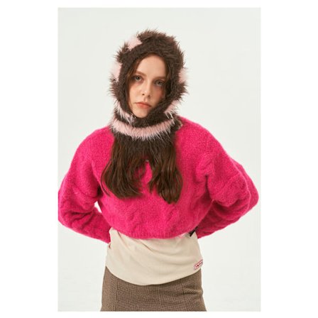 Faux Sable Randig Hatt - Brun, Design Niche Section Pullover Woo