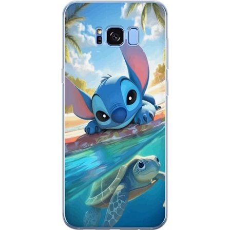 Yhteensopiva Puhelinkuori Samsung Galaxy S8 Stitch kilpikonnalla - söpö sininen avaruusolento trooppisessa rantaympäristössä Disneyn tapaan