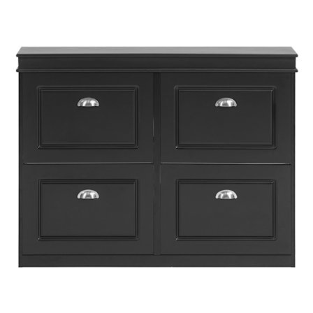 SoBuy musta kenkäkaappi 4 ovea kanssa 105x24x81.99cm, moderni FSR79-SCH