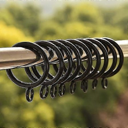 10 stk. sorte metal gardinringe hængende ringe til gardiner og stænger 5 størrelser