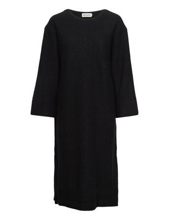 Fregn Solid Boiled Wool Knælang Kjole Sort Marimekko