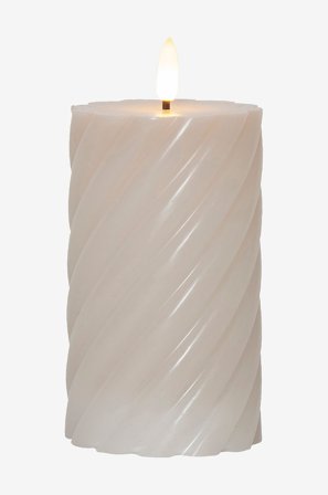 Star Trading - Bloklys Flamme Swirl LED 15 cm - Beige - Lys - Fra Homeroom