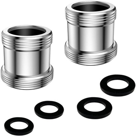 2-delt dobbel gjengeadapter M22 til M24, kranadapter ekstern gjengekran, perlator kobling, egnet med gummipakning kraner, vannfilter