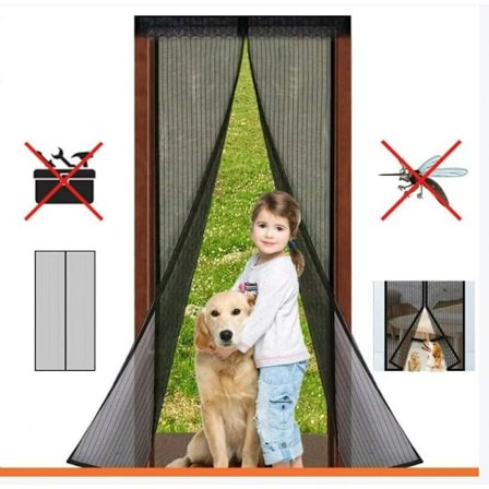 (Sort)Magnetisk lukning myggenet dør, fluenet dør gardin