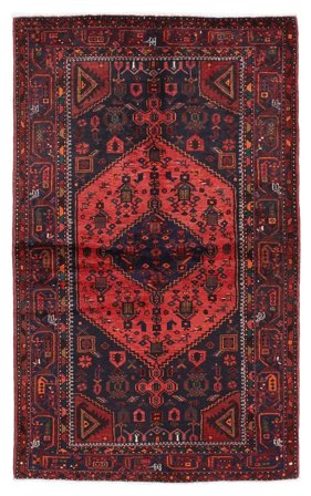 137X225 Tapis D'orient Hamadan Noir/Rouge Foncé (Laine, Perse)