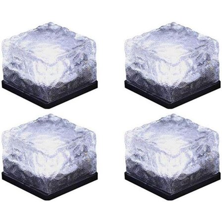 Hage Glass Stibelys Solar Islys Krystall Murlys Landskapslys for Hage Sti Patio Basseng Dam Utendørs Dekor Kald Hvit 4 stk