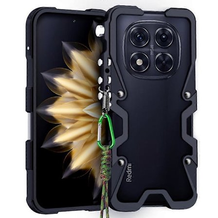 Til Xiaomi Redmi Note 14 Pro+ 5G Bumper Cover Aluminium Alloy Metal Telefon Skal Cover med Strop Sort
