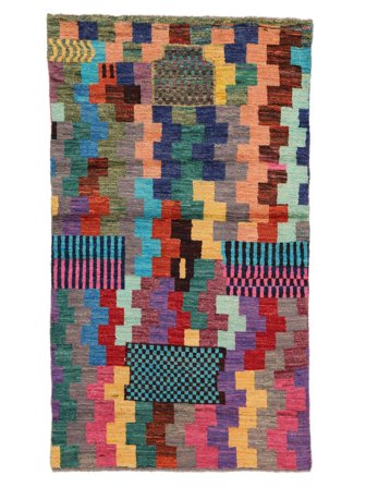 Berber Colourful Rug 107X189 Dark Grey/Dark Red Wool, Afghanistan