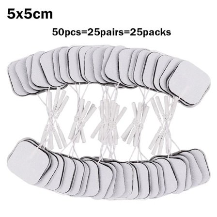 20/100 st 5x5cm TENS Ems Nerv Muskelstimulator Elektroder Gel Pads Tens Elektroder Fysioterapi Maskin 2mm Plugg~05985