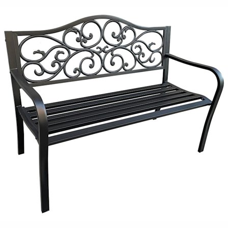 Trädgårdsbänk IRGA i svart metall - stilfull och hållbar utomhusmöbel