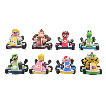 8 st/ Set Super Mario Luigi Yoshi Bowser Wario Peach Toad Figurmodell Leksaker