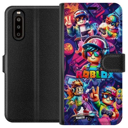 Kompatibel Tegnebogsetui til Sony Sony Xperia 10 II Farverig Roblox gaming gruppe med hovedtelefoner, controllere og neonfarver perfekt til børn og g