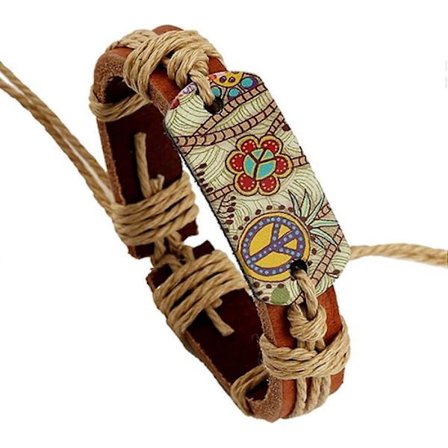 Armbånd til kvinder - Kvinder Mænd Vintage Punk Stil Pyrografi Fredstegn Charm Infinity Armbånd