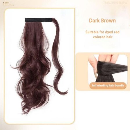 Mørkebrun Lav Hestehale Paryk - Magisk Tape Selvoptrækkende Hårforlængelse