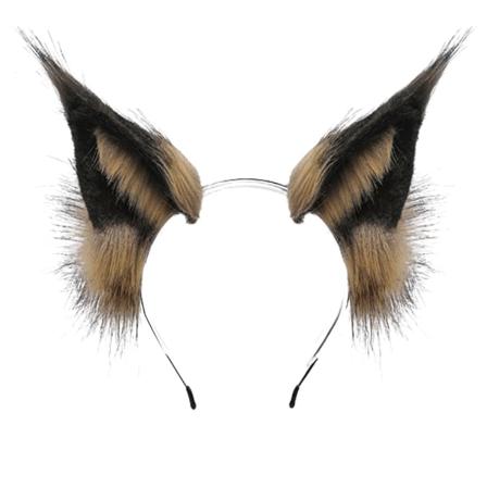 Räv Katt Lång Päls Öron Hår Huvudbonad Varg Djur Anime Halloween brown