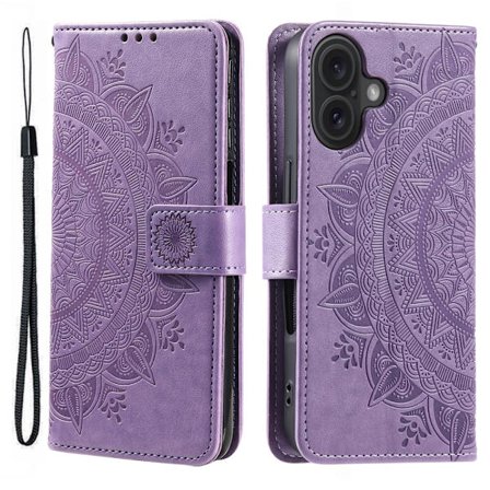SKALO iPhone 16 Mandala Flip Cover - Lilla
