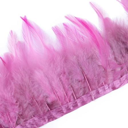 1 Meter Naturlige Fasan Kyllingfjer Trim 10-15Cm Bånd Syning Fjer til Håndværk Tilbehør Fest Kostume Plume Dekoration Bean paste Pink 1Meters