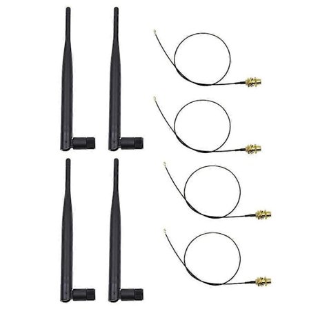 4 x 6DBi 2.4GHz 5GHz Dual Band WiFi RP-SMA Antenne + 4 x 35cm U.Fl / IPEX Kabel
