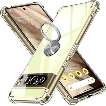 Forstærket cover til Google Pixel 8 Pro, gennemsigtig med sølv stødsikker ring