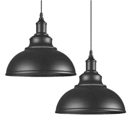 Set med 2 Vintage Industriella Hängande Ljuskronor E27 290mm, Retro Taklampor Lampskärm för Kök Matsal Vardagsrum Restaurang, Svart