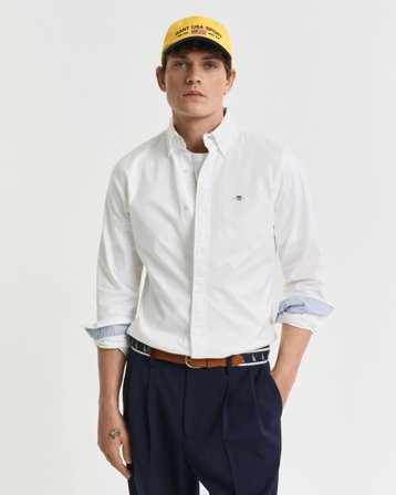 GANT Herren Slim Fit Oxford-Hemd mit Stretch (M) Weiß