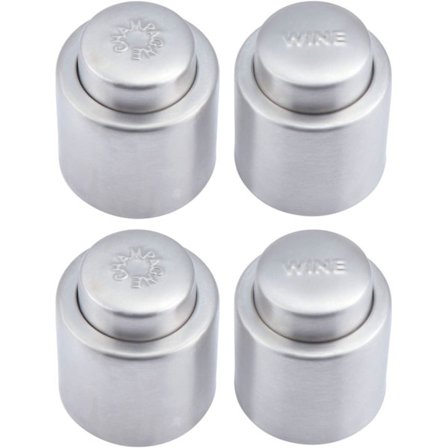 4 stk. vin- og champagnestoppere, rustfrit stål vinprop