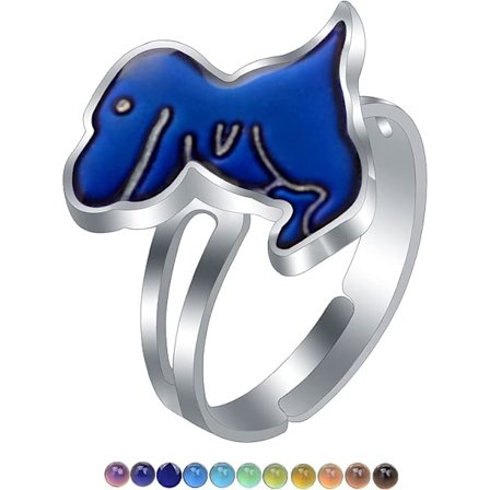 Humørringe, Justerbar Dinosaur Farveskiftende Ring, Tegneserie Dinosaur Legeringsring, Temperaturændrende Farveskiftende