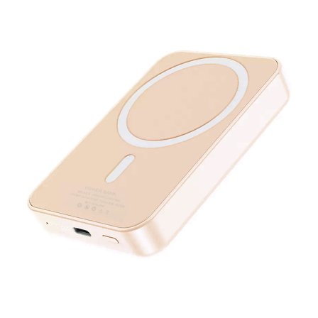 Powerbank Magnetisk med Trådlös Laddning 10000 mAh - Rosa