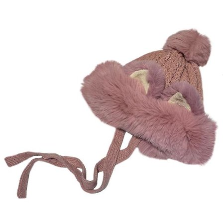 Plush Kattlue med Kunstig Pels Katteører Beanie Lue Plush Katteøre Lue Øreklafflue