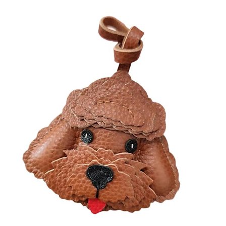 Morsom hundeformet nøkkelring i skinn, anheng med kunstneriske detaljer, allsidig hengepynt for nøkkelringer og veskedekorasjon