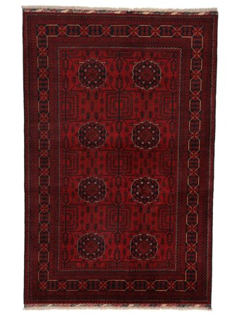 Kunduz Teppich Handgeknüpft 123X192 Schwarz/Dunkelrot Afghanistan
