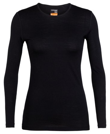Icebreaker Wmns 200 Oasis LS Crewe Svart