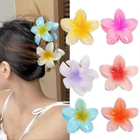 Blomster Hårklemmer Plumeria Hårklemmer 6 Pak Stor Hårklemmer Sød Hårklemme Stor Skridsikker Stærk Hold Barrettes
