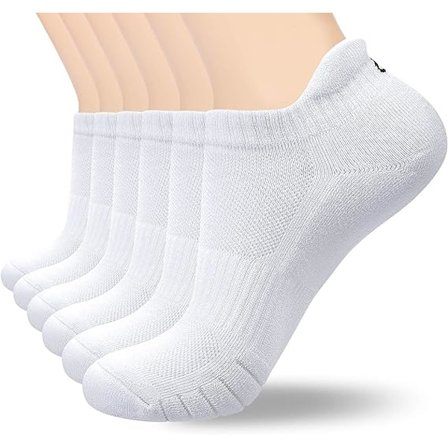 Sports Sokker Polstrede Løbesokker Træningssokker til Mænd Kvinder Bomuld Ankelsokker Low Cut Athletic Walking Sokker (6 Par)