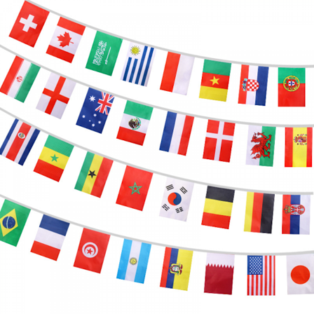 VM-flag 2022 VM-vimpler banner Top32 lande snor flag dekoration til fodbold - 32 fod 32stk 14*21cm flag