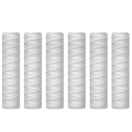 10 Mikrometer Strengsurret Sediment Vannfilterpatron, 6-pakning, Sedimentfiltrering, universell