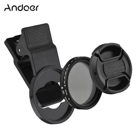 37mm Profesjonelt klipsbart telefonfilterobjektiv Nd2-400 Justerbart nøytralt tetthetsfilter med telefonklipsobjektivbeskytter for 