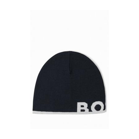 Hugo Boss, Acro Beanie Blauw, Heren, Maat:ONE Size,wol,streep