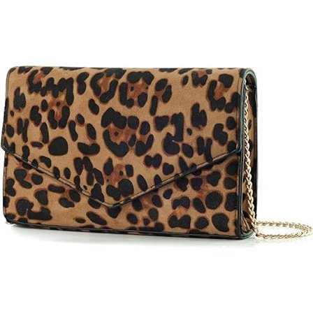 Leopard Kuvert Kväll Koppling Dam Kedja Axelväska