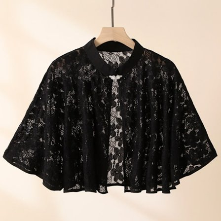 Rose Jacquard Polyester Sjaler Solbeskyttelsestørklæde SORT