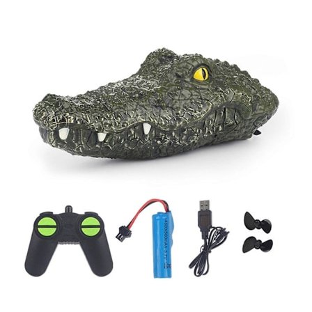 Fjärrstyrd alligatorhuvud för vatten, batteridriven simuleringskrokodil - Vattenleksaker, flytande vattentäta skämtleksaker Krokodil