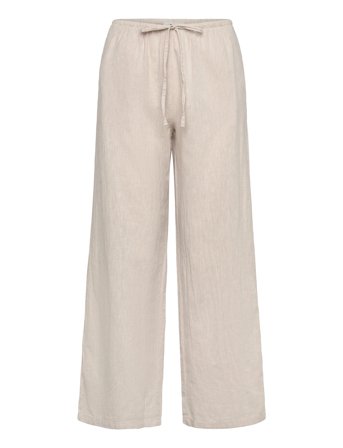 Gina Tricot Linen Blend Trousers - Beige - L