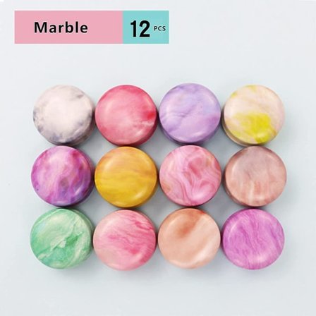 12-pack Runda Tomma Tennburkar, Mini Färgglada Marmorerade Reseburkar, 20ml Återfyllningsbara Behållare för Ljus, Läppbalsam, Salva, Ögonskugga