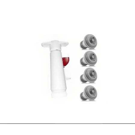 Vakuumpumpe til vin med hvidt låg i rustfrit stål