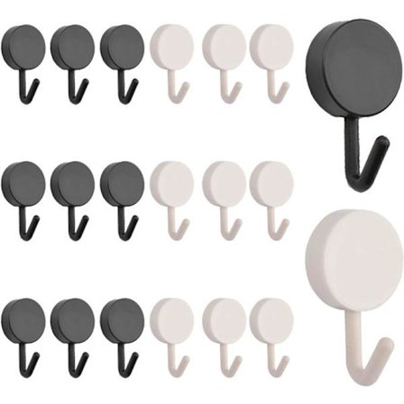 20 st Svarta & Vita Självhäftande Plastkrokar, Avtagbara Väggkrokar för Badrum, Kök, Kontor, Garderob, Glas Svart V [BR]_jar