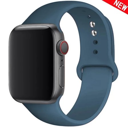 Silikonrem för Apple Watch Band 45mm 44mm 42mm 49mm 41mm 40mm 38mm correa armband iwatch Series 8 7 9 SE 4 3 5 Ultra 6 - Storm blue