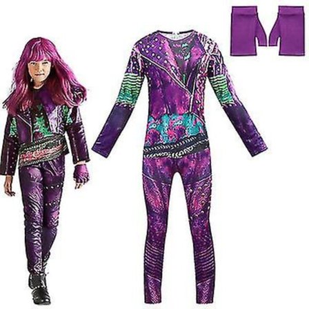Descendants 3 Mal Costume Girls Cosplay Jumpsuits Handskar Outfits 9-10years 6-7years