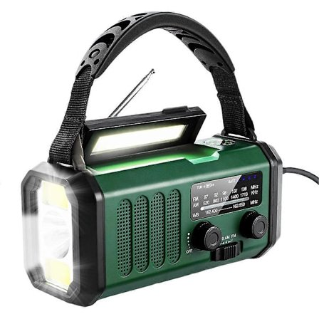 Uppgraderad 20000mAh Nödradio Väderradio FM/AM/ Grön