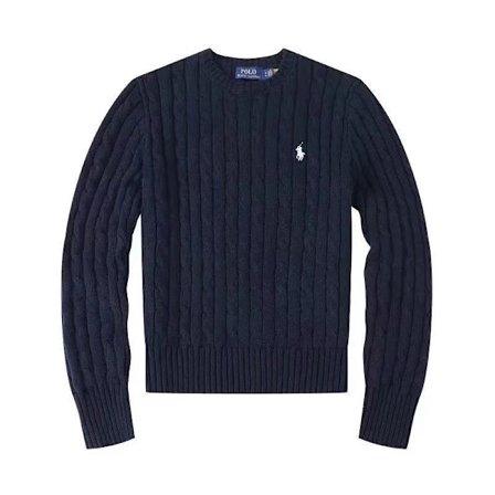 Strikket herresweater, rund hals, løs pasform, afslappet, langærmet strikket sweater