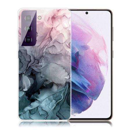 Marmormotiv Samsung Galaxy S21 FE skal - Rosa Och Gråblå Moln multifärg